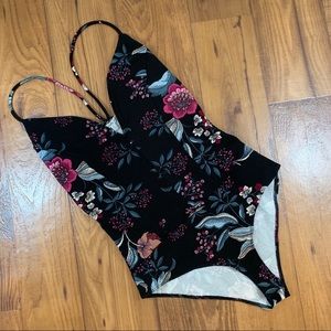 Black and purple floral Leotard
